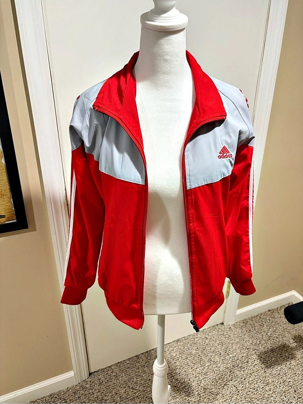 Adidas Red & Gray Windbreaker